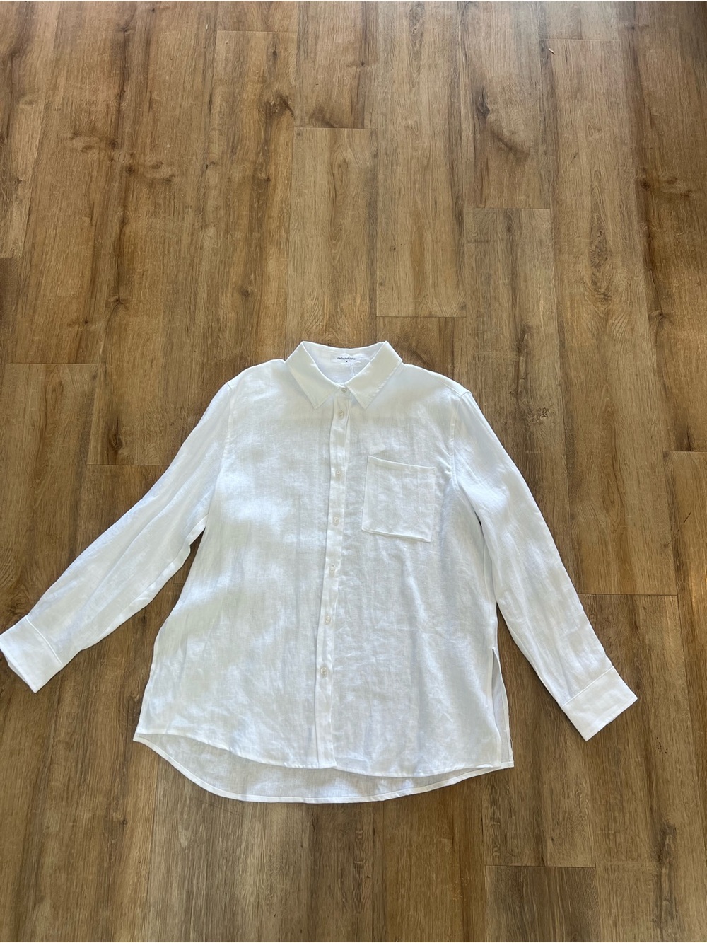 perfectwhitetee Classic White Linen Button-Down Shirt